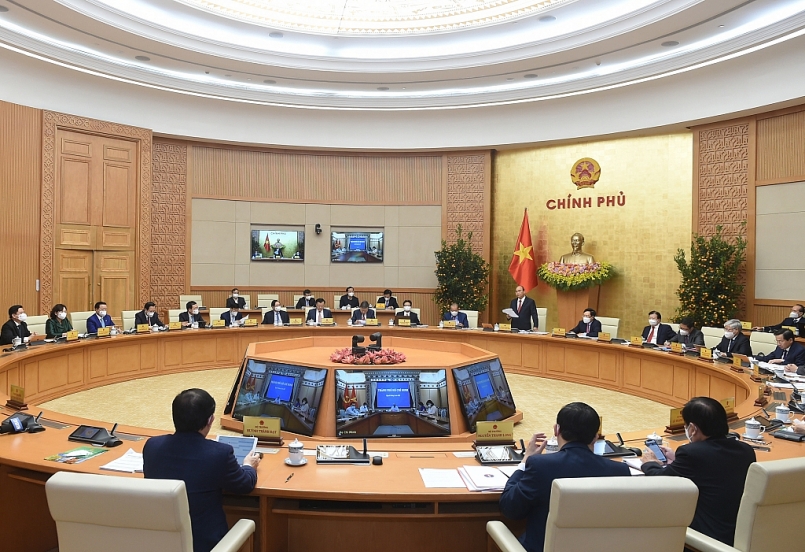 Phiên họp Chính phủ thường kỳ tháng 2/2021. Ảnh VGP/Quang Hiếu