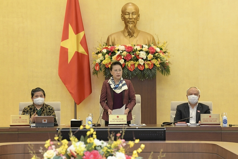 Chủ tịch Quốc hội Nguyễn Thị Kim Ngân phát biểu tại Phiên họp thứ 53 của Uỷ ban Thường vụ Quốc hội