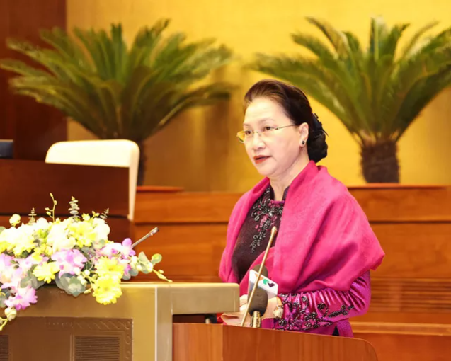 Chủ tịch Quốc hội Nguyễn Thị Kim Ngân sẽ phát biểu khai mạc và trình bày dự thảo Báo cáo công tác nhiệm kỳ khoá XIV của Quốc hội. Ảnh: TTXVN