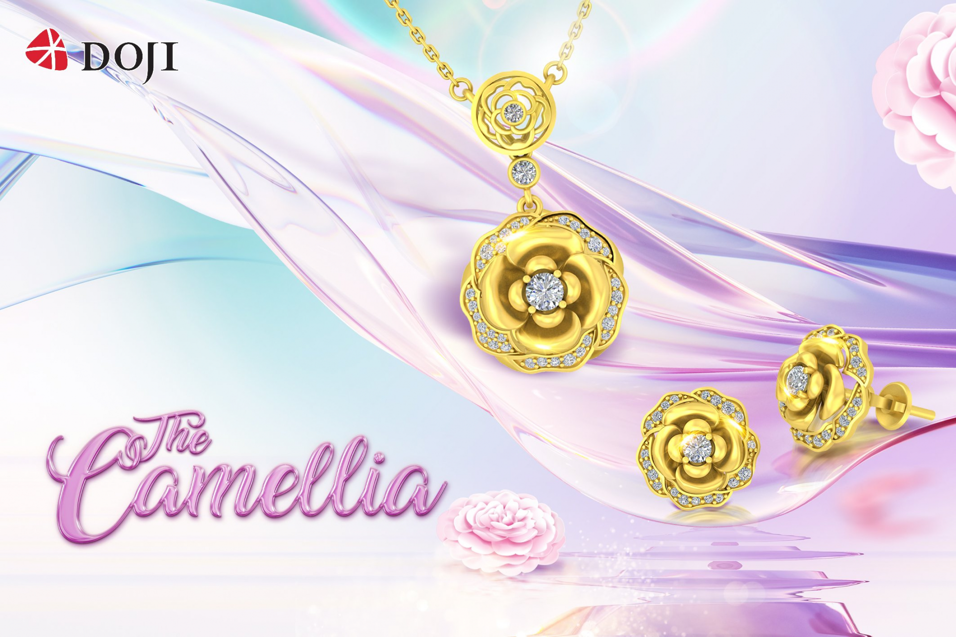 Cận cảnh thiết kế trong bộ sưu tập “The Camellia” của DOJI
