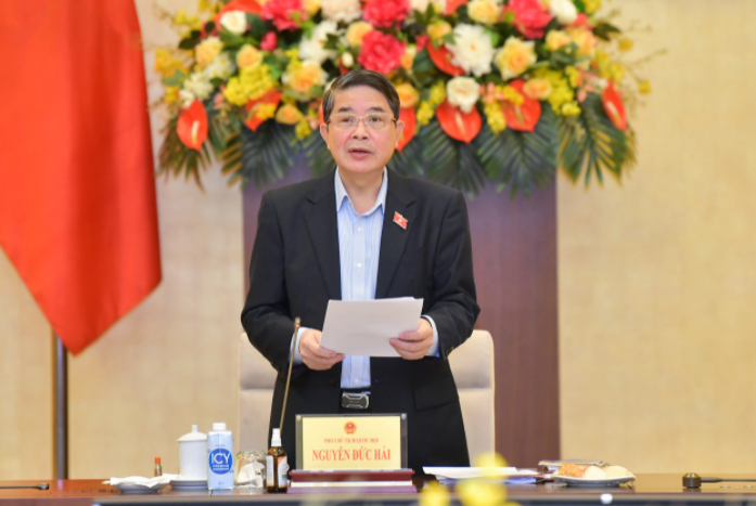  Phó Chủ tịch Quốc hội, Trưởng Đoàn giám sát Nguyễn Đức Hải phát biểu tại cuộc làm việc
