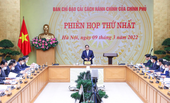 Thủ tướng Phạm Minh Chính, Trưởng Ban Chỉ đạo cải cách hành chính của Chính phủ, chủ trì Phiên họp lần thứ nhất của Ban Chỉ đạo. Ảnh: VGP