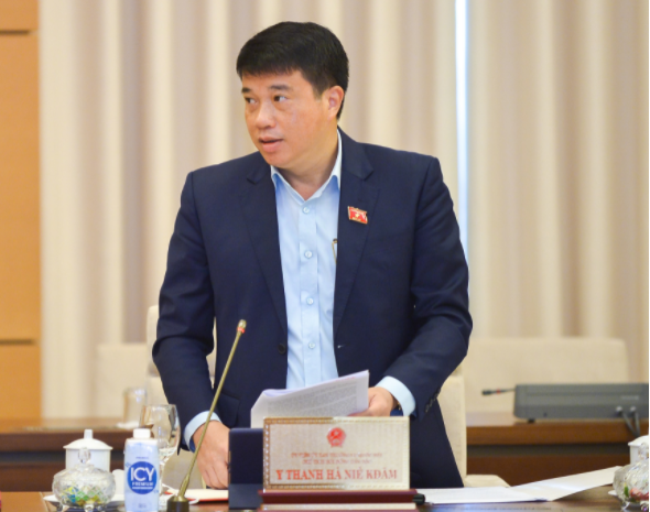 Chủ tịch Hội đồng Dân tộc Y Thanh Hà Niê Kđăm phát biểu tại phiên họp