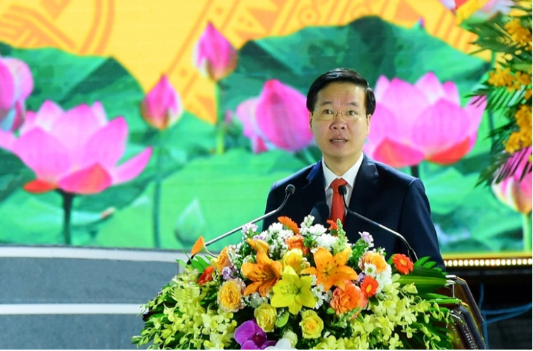 Thường trực Ban Bí thư Võ Văn Thưởng phát biểu tại Lễ kỷ niệm 200 năm danh xưng Ninh Bình (1822-2022) và 30 năm tái lập tỉnh (1/4/1992-1/4/2022).