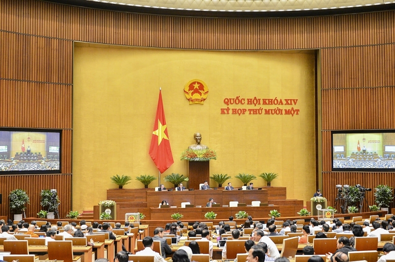 Toàn cảnh phiên làm việc sáng 8/4 tại Hội trường Diên Hồng, Nhà Quốc hội. Toàn cảnh phiên làm việc sáng 8/4 tại Hội trường Diên Hồng, Nhà Quốc hội.