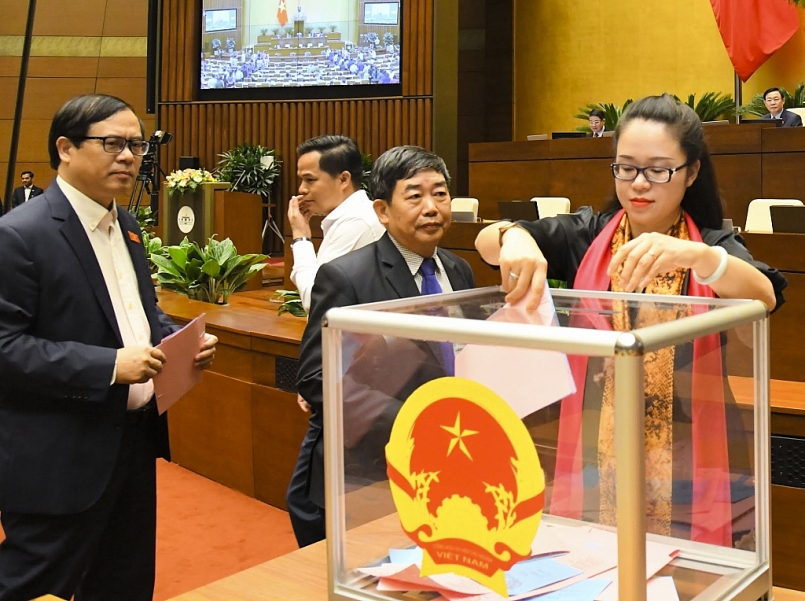 Các đại biểu Quốc hội bỏ phiếu phê chuẩn đề nghị việc bổ nhiệm một số Phó Thủ tướng Chính phủ, một số Bộ trưởng và thành viên khác của Chính phủ. Các đại biểu Quốc hội bỏ phiếu phê chuẩn đề nghị việc bổ nhiệm một số Phó Thủ tướng Chính phủ, một số Bộ trưởng và thành viên khác của Chính phủ.