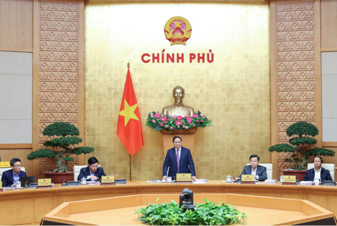 Thủ tướng Phạm Minh Chính phát biểu khai mạc phiên họp Chính phủ thường kỳ tháng 3/2022 - Ảnh: VGP