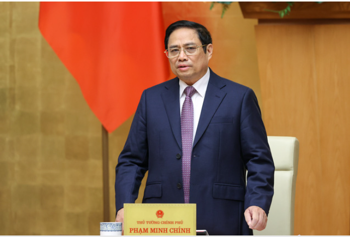 Thủ tướng Phạm Minh Chính phát biểu khai mạc phiên họp Chính phủ thường kỳ tháng 3/2022 - Ảnh: VGP