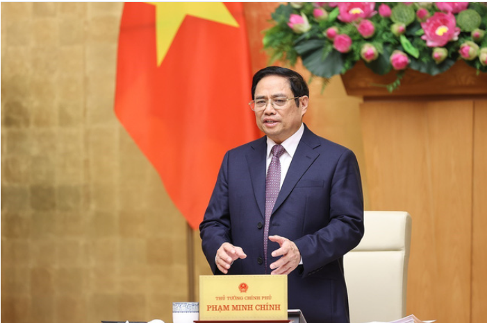Thủ tướng Chính phủ Phạm Minh Chính phát biểu tại phiên họp Chính phủ thường kỳ tháng 3/2022