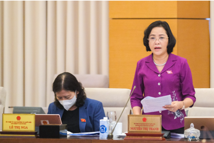 Trưởng ban Công tác đại biểu Nguyễn Thị Thanh tán thành với đề xuất của Chính phủ về việc ban hành và thời hạn áp dụng Nghị quyết kéo dài thời hạn áp dụng của Nghị quyết số 42