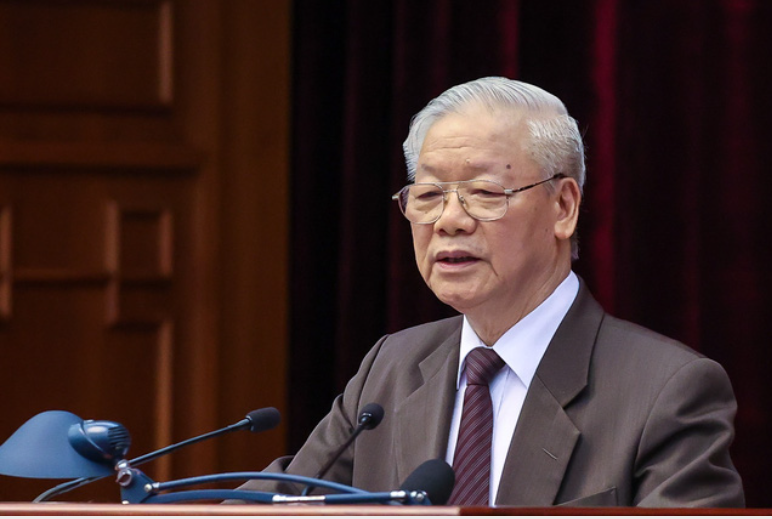 Tổng Bí thư Nguyễn Phú Trọng nhấn mạnh yêu cầu tạo ra bước chuyển biến mới có tính đột phá trong phát triển kinh tế-xã hội và bảo đảm quốc phòng, an ninh trên Vùng đất chín Rồng. Ảnh: VGP