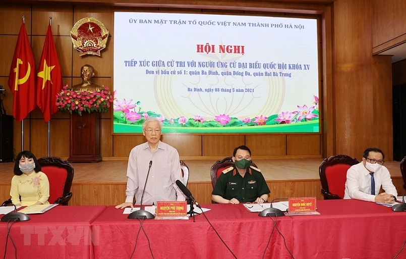 Tổng Bí thư Nguyễn Phú Trọng, Bí thư Quân uỷ Trung ương trình bày Chương trình hành động. Ảnh: TTXVN