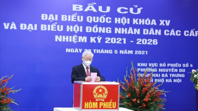 Tổng Bí thư Nguyễn Phú Trọng phát biểu tại điểm bầu cử