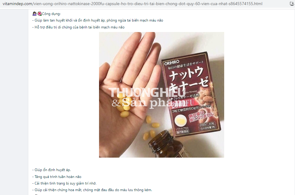 Người tiêu dùng cẩn trọng với sản phẩm Orihiro Nattokinase capsules
