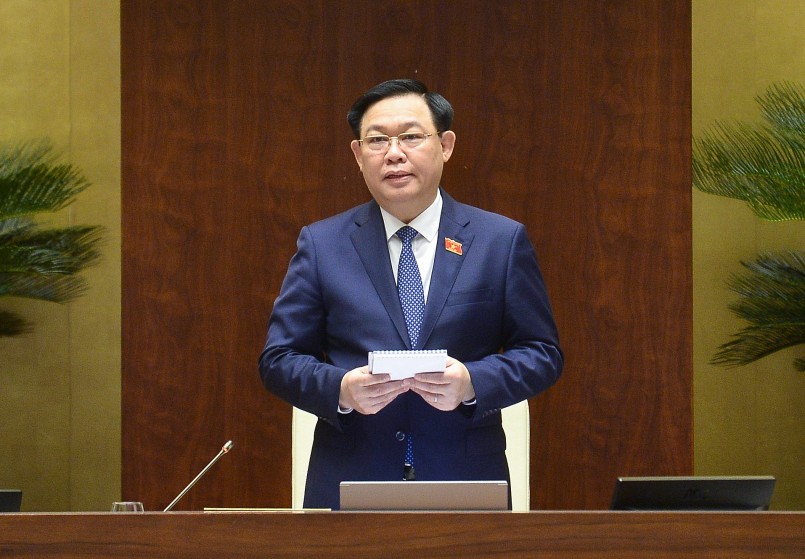 Chủ tịch Quốc hội Vương Đình Huệ phát biểu kết luận phiên chất vấn nhóm vấn đề thứ 3 thuộc lĩnh vực ngân hàng