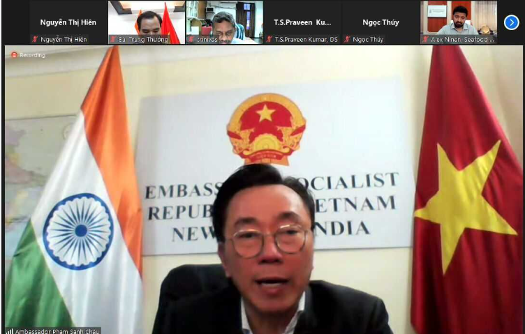 Đại sứ Việt Nam tại Ấn Độ - ông Phạm Sanh Châu phát biểu tại hội nghị