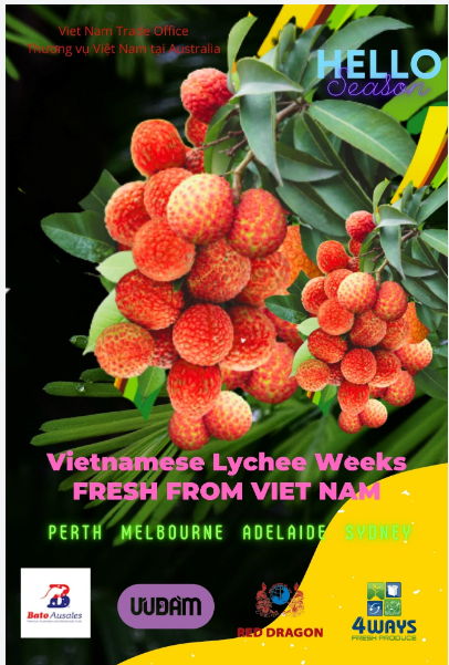 Poster quảng cáo vải tại Australia do Thương vụ thực hiện trong tuần lễ vải Việt Nam tại Úc