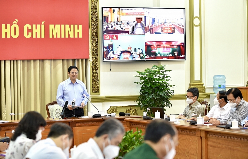 Thủ tướng Phạm Minh Chính: Việc tăng cường giãn cách và các biện pháp phòng chống dịch từ ngày 23/8 đã có nhiều tín hiệu tích cực. Ảnh: VGP/Nhật Bắc