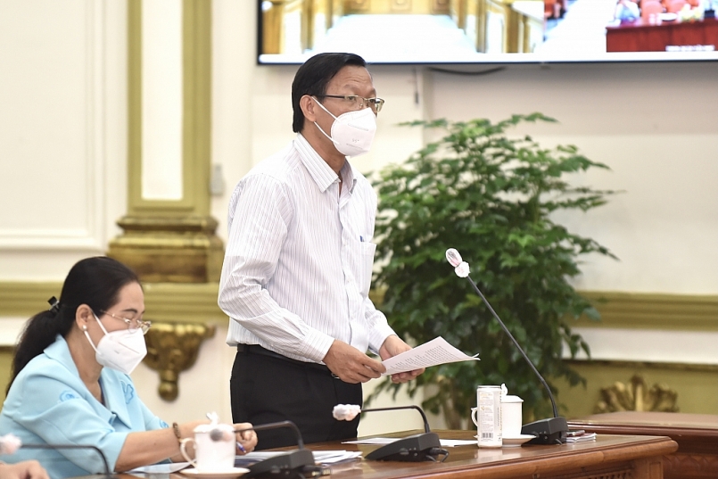 Chủ tịch UBND TP Hồ Chí Minh Phan Văn Mãi phát biểu tại cuộc làm việc - Ảnh: VGP/Nhật Bắc