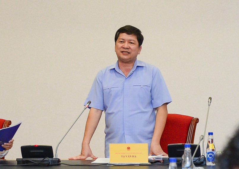Phó Chủ nhiệm Ủy ban Văn hóa, Giáo dục Tạ Văn Hạ phát biểu tại Hội nghị.