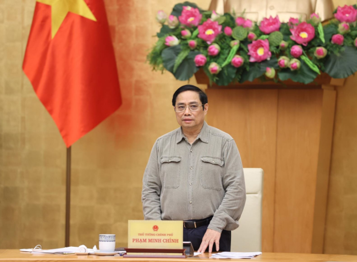 Thủ tướng Phạm Minh Chính, Trưởng Ban chỉ đạo quốc gia phòng chống COVID-19 chủ trì cuộc họp