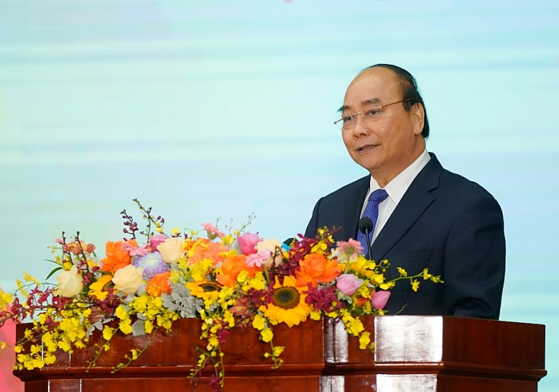 Thủ tướng Nguyễn Xuân Phúc phát biểu tại Đại hội. - Ảnh: VGP/Quang Hiếu