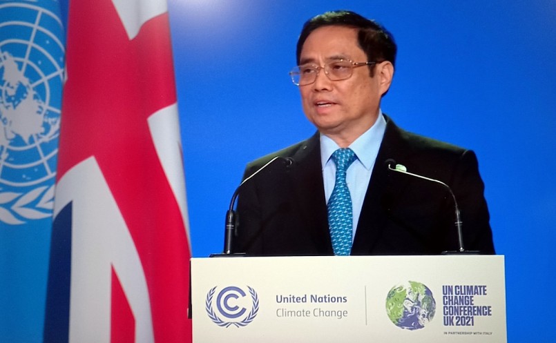 Thủ tướng Phạm Minh Chính phát biểu tại Hội nghị Thượng đỉnh khí hậu trong khuôn khổ Hội nghị lần thứ 26 các Bên tham gia Công ước khung của LHQ về Biến đổi khí hậu (COP26)