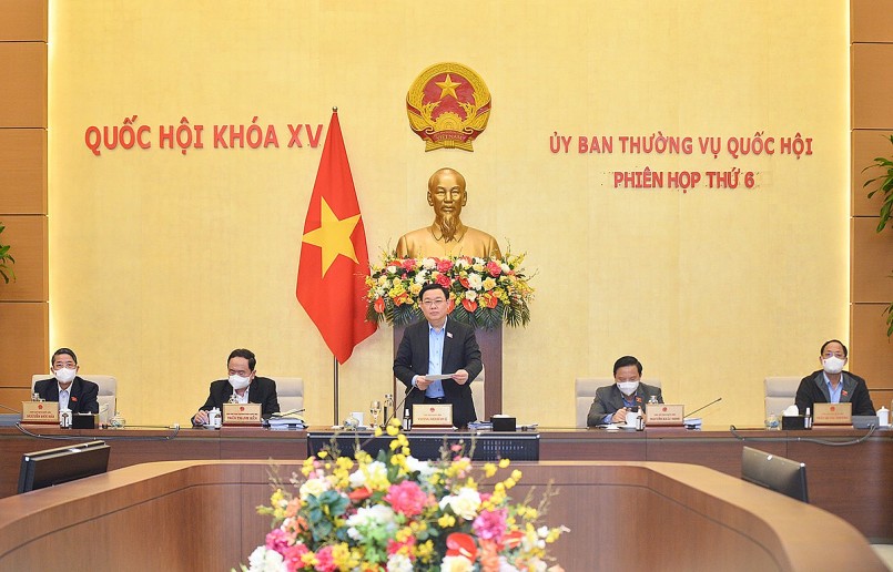 Chủ tịch Quốc hội Vương Đình Huệ phát biểu kết thúc đợt họp thứ nhất Phiên họp thứ 6 của Ủy ban Thường vụ Quốc hội