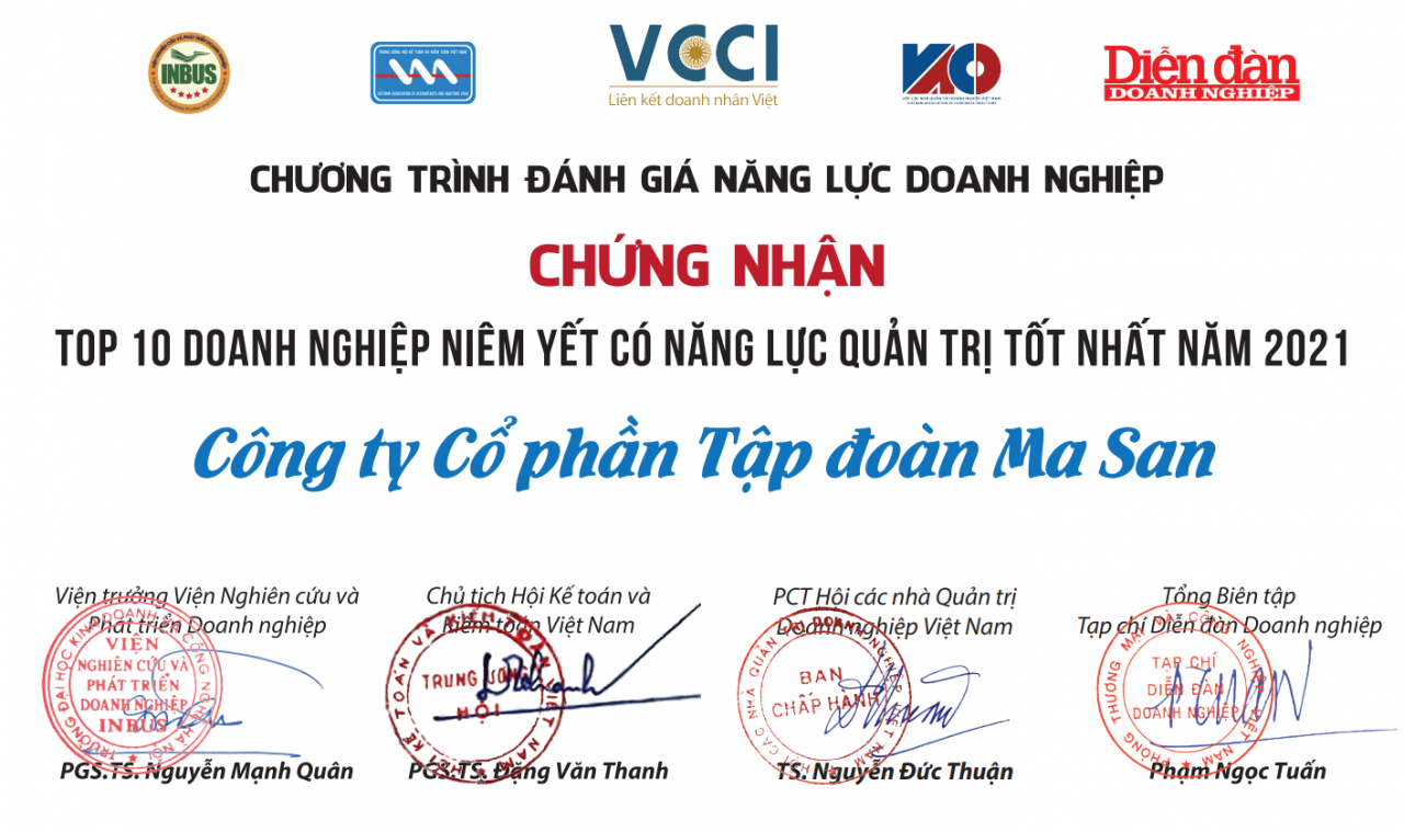 Giành giải Vietnam Best Companies 2021, Masan ghi dấu Năng lực quản trị Doanh nghiệp ấn tượng