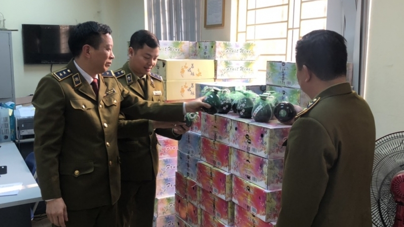 Lào Cai: Tạm giữ gần 1.100 bình rượu trái cây nhập lậu