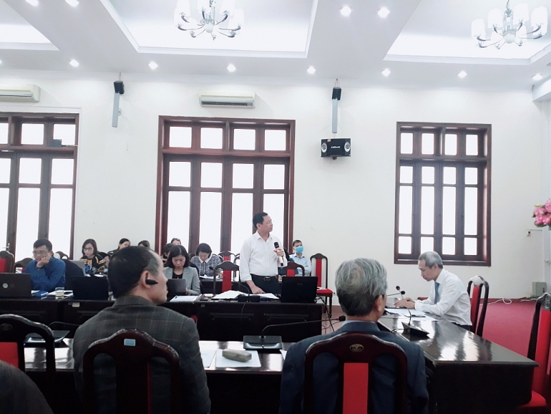 ông Phạm Minh Điển-Phó trưởng ban, Ban Chính sách và phát triển hợp tác xã, Liên minh Hợp tác xã Việt Nam nêu quan điểm tại hội thảo
