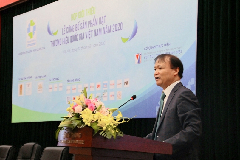 Thứ trưởng Bộ Công Thương-ông Đỗ Thắng Hải phát biểu tại buổi họp giới thiệu và chia sẻ thông tin về sản phẩm đạt Thương hiệu quốc gia Việt Nam lần thứ 7 năm 2020 (ảnh minh họa)