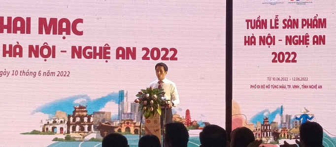 Ông Nguyễn Ánh Dương – Giám đốc Trung tâm xúc tiến Đầu tư, Thương Mại, Du Lịch TP Hà Nội phát biểu tại buổi lễ