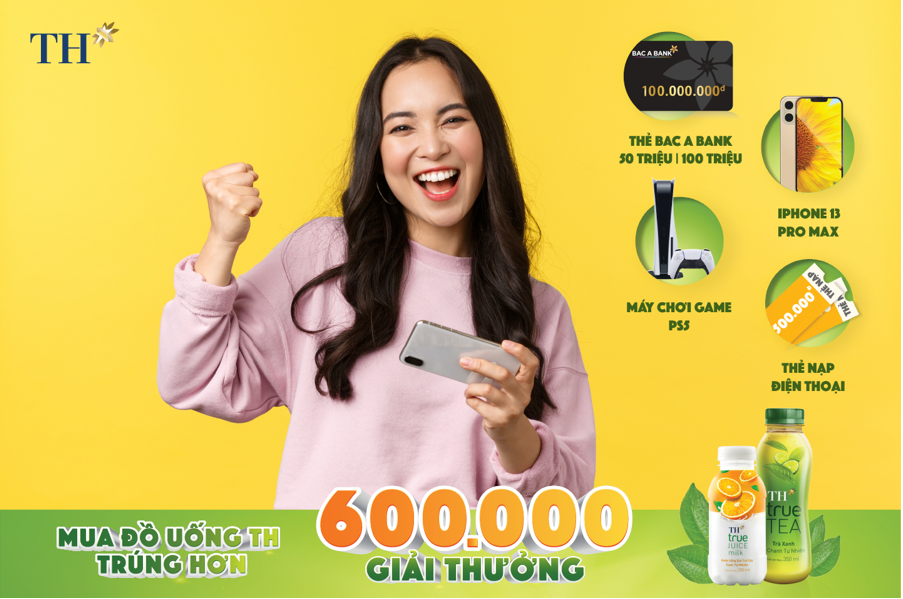 Bóc nhãn chai đồ uống TH để có cơ hội trúng hơn 600.000 giải thưởng cực lớn