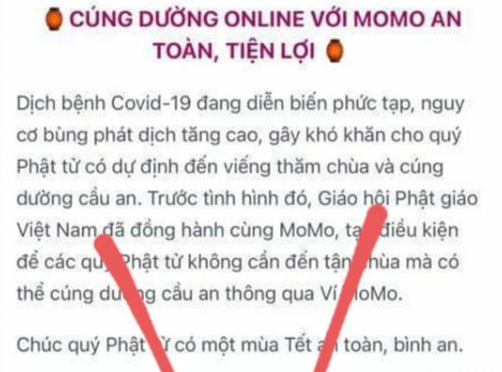 GHPGVN tỉnh Quảng Ninh cảnh báo tin giả mạo kêu gọi cúng dường online