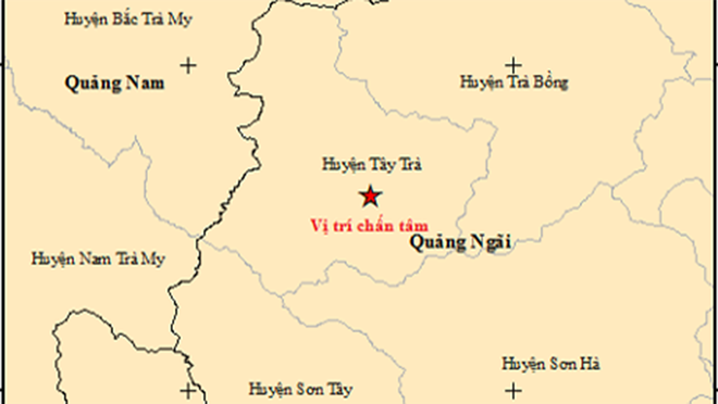 Liên tiếp xảy ra 4 trận động đất tại Quảng Ngãi