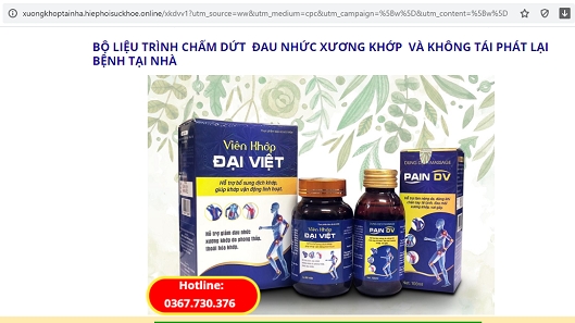 TPBVSK Viên Khớp Đại Việt đang quảng cáo như thuốc chữa bệnh