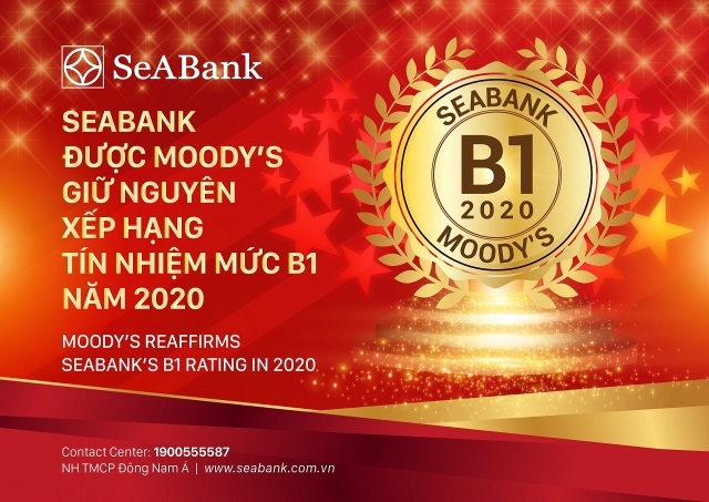 SeAbank được Moody’s giữ nguyên xếp hạng tín nhiệm mức B1 năm 2020