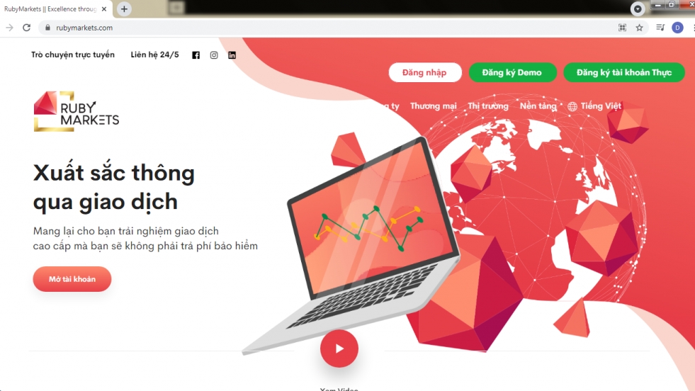 Unispace Corp Việt Nam đang tư vấn, môi giới đầu tư giao dịch chứng khoán quốc tế ảo “chui” tại Rubymarkets.com?