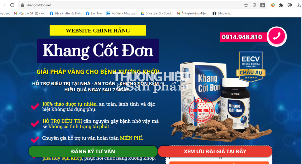 Tràn lan quảng cáo TPCN Khang Cốt Đơn có dấu hiệu trái luật, lừa dối người dùng