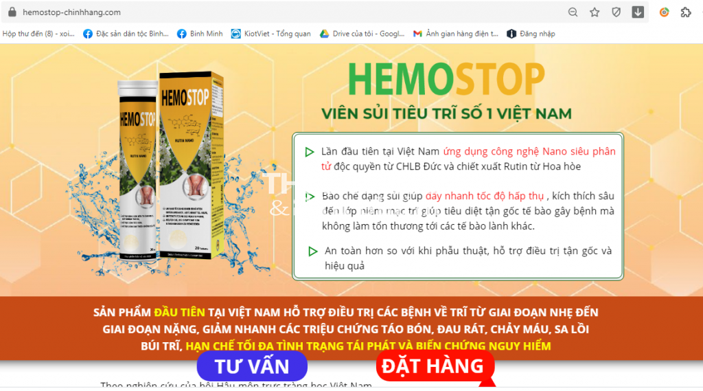 Lạc vào “ma trận” quảng cáo có dấu hiệu lừa người dùng của sản phẩm Viên sủi Hemostop