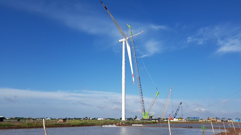 Dự án Điện gió Kosy Bạc Liêu đẩy nhanh tiến độ thi công.