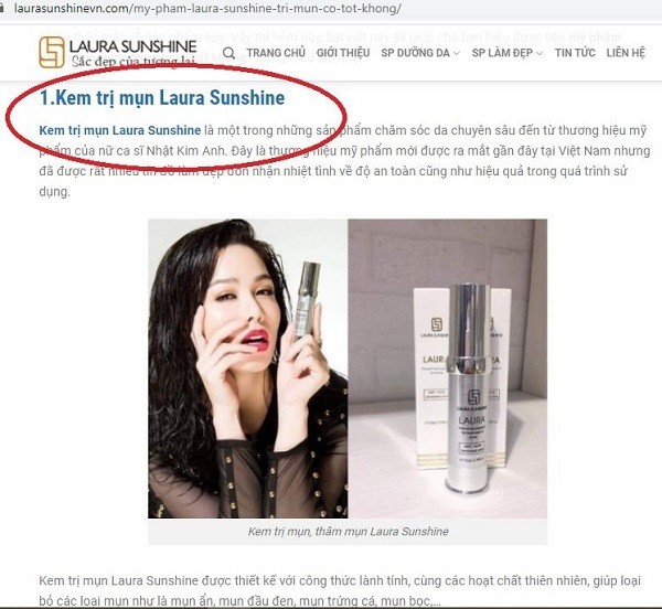 Laura Sunshine của ca sĩ Nhật Kim Anh lừa dối người tiêu dùng?