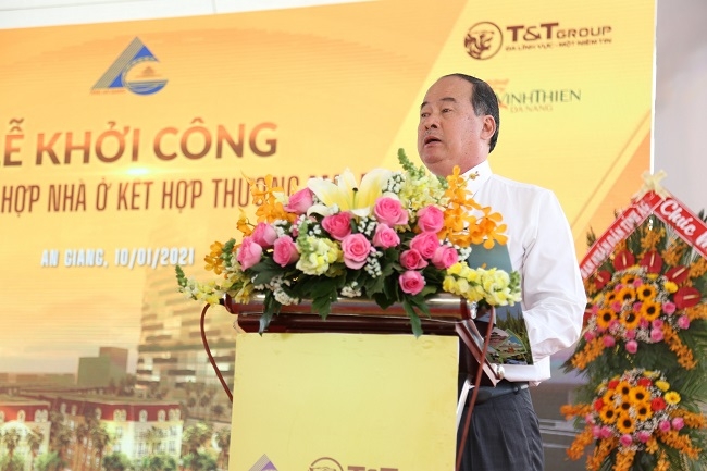Ông Nguyễn Thanh Bình – Chủ tịch UBND tỉnh An Giang phát biểu tại lễ khởi công dự án Khu phức hợp nhà ở kết hợp thương mại dịch vụ tại TP Long Xuyên.